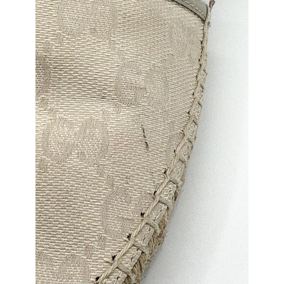 Gucci Off White/Cream GG Canvas and Leather Slip On Espadrille Flats EU 37.5 - Picture 7 of 9